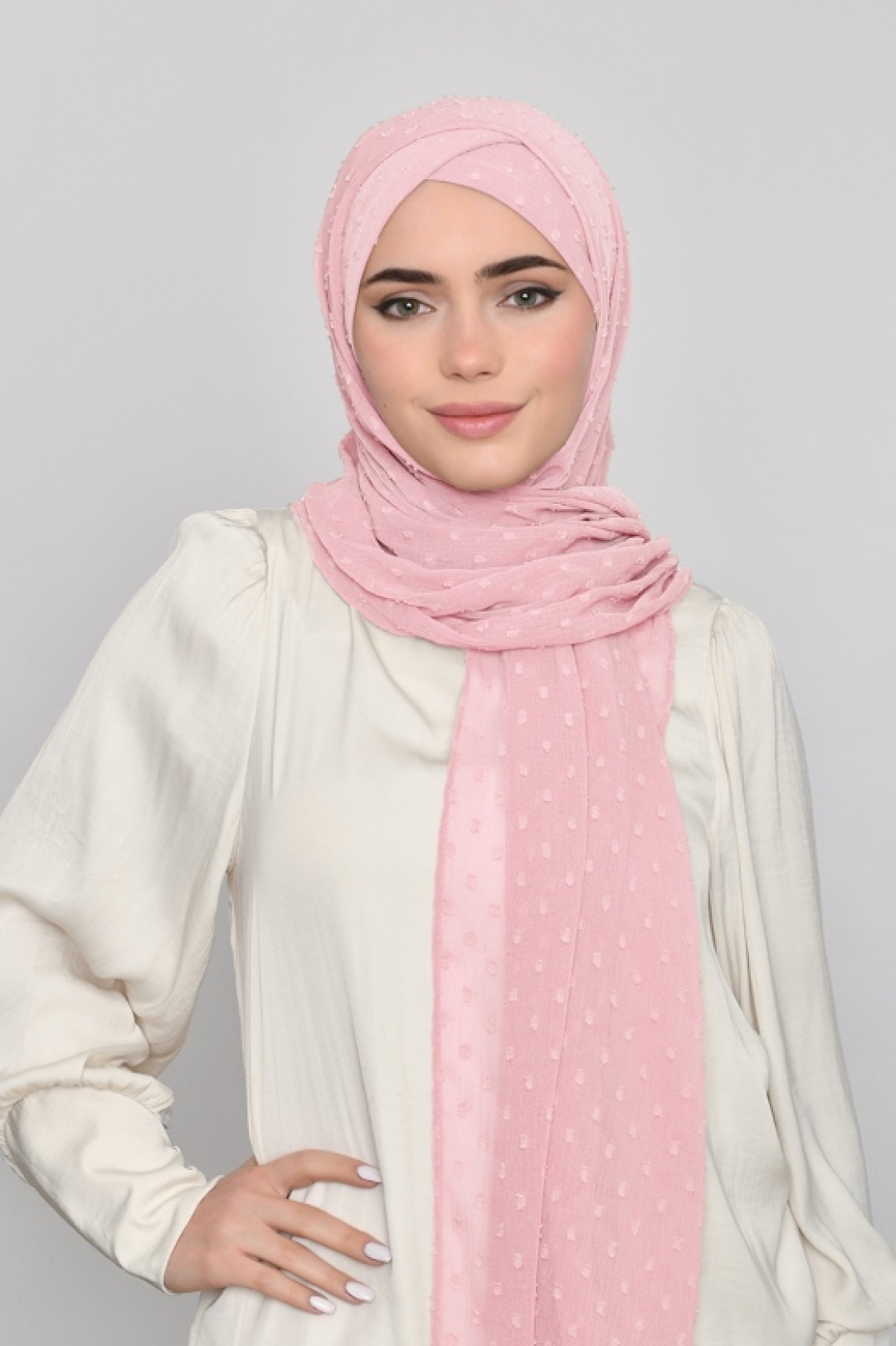 Pink Sand -  Plain Mosaic Butti Chiffon