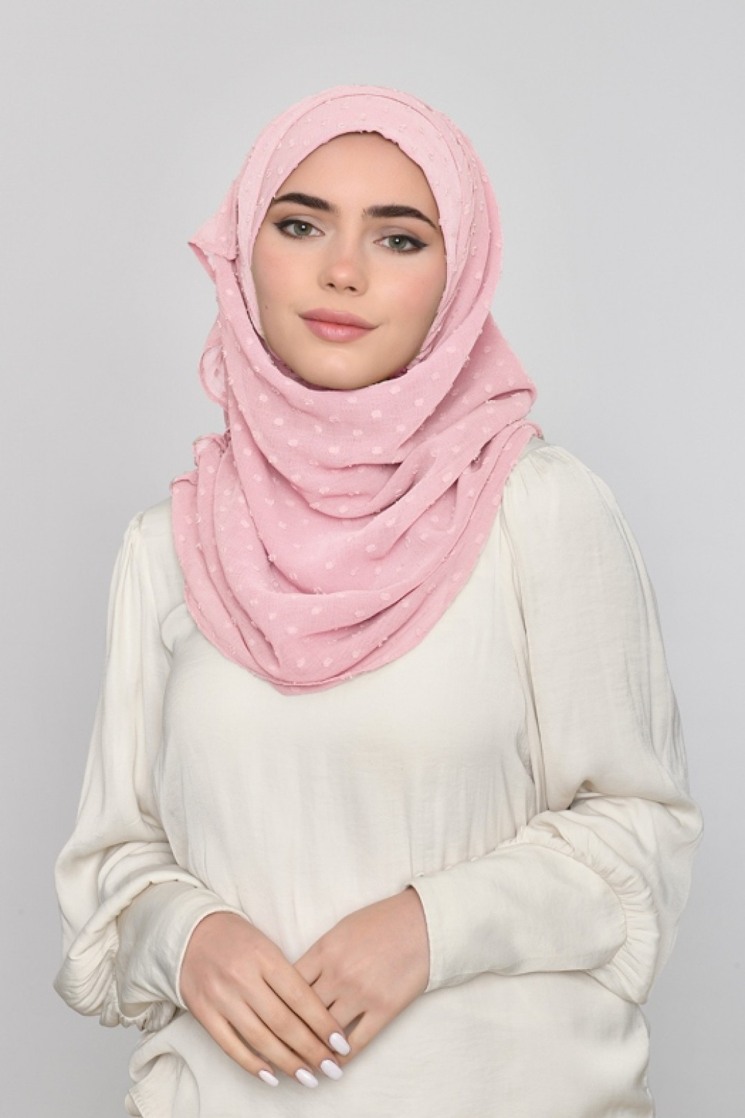Pink Sand -  Plain Mosaic Butti Chiffon