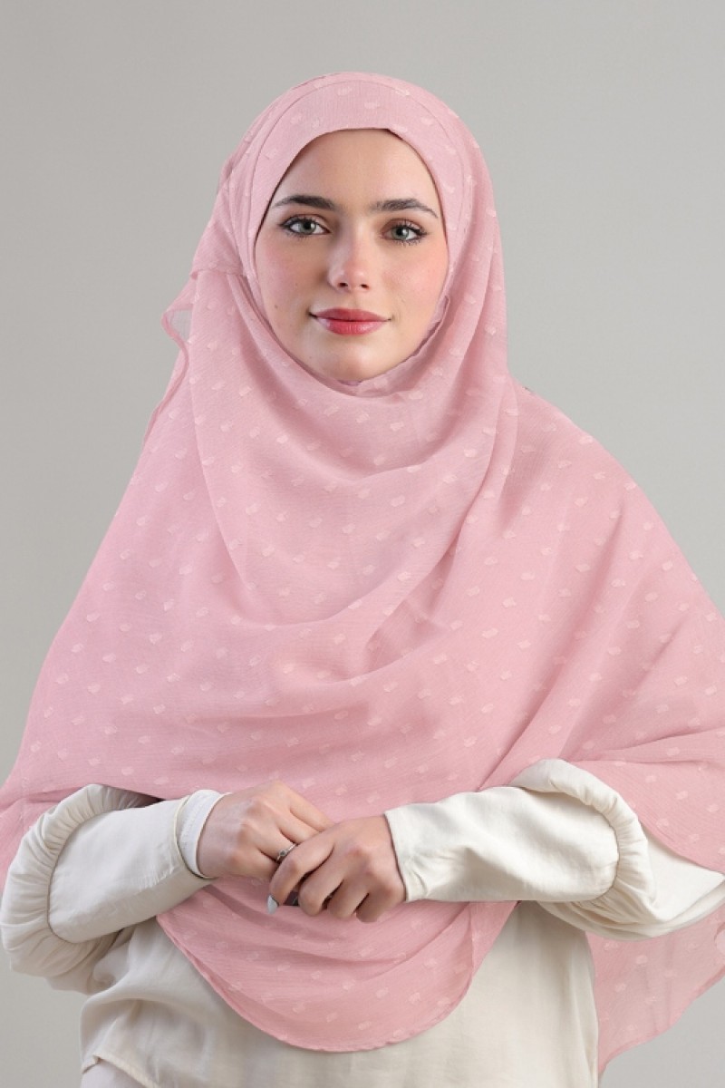 Pink Sand -  Plain Mosaic Butti Chiffon