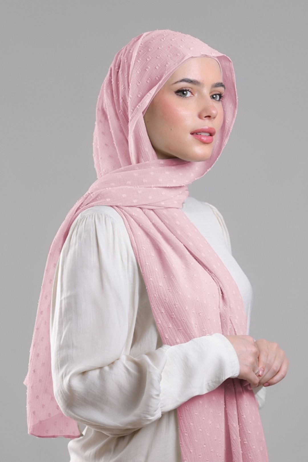 Pink Sand -  Plain Mosaic Butti Chiffon
