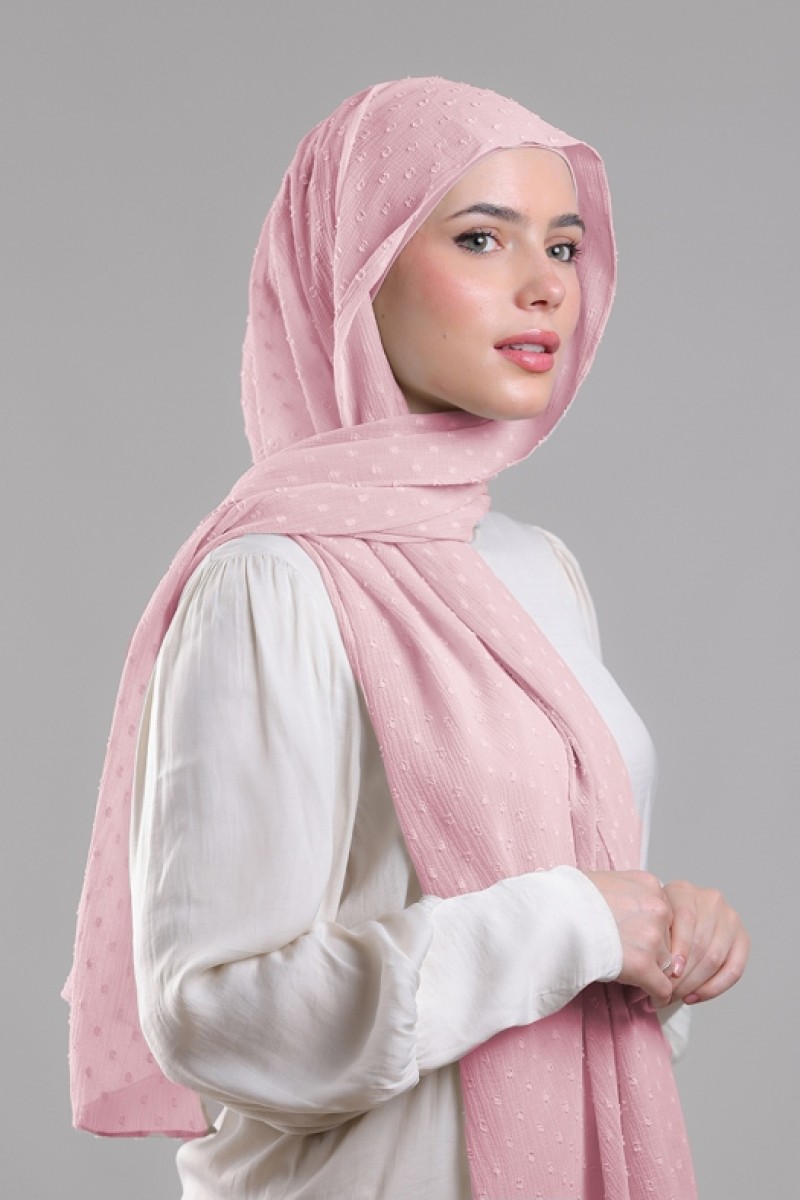 Pink Sand -  Plain Mosaic Butti Chiffon