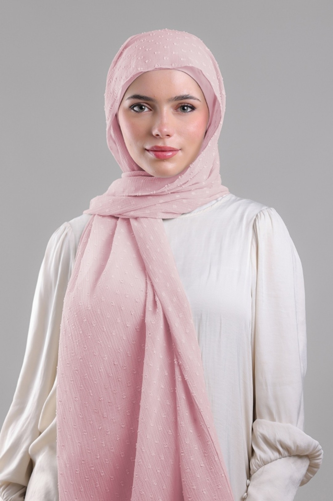 Pink Sand -  Plain Mosaic Butti Chiffon