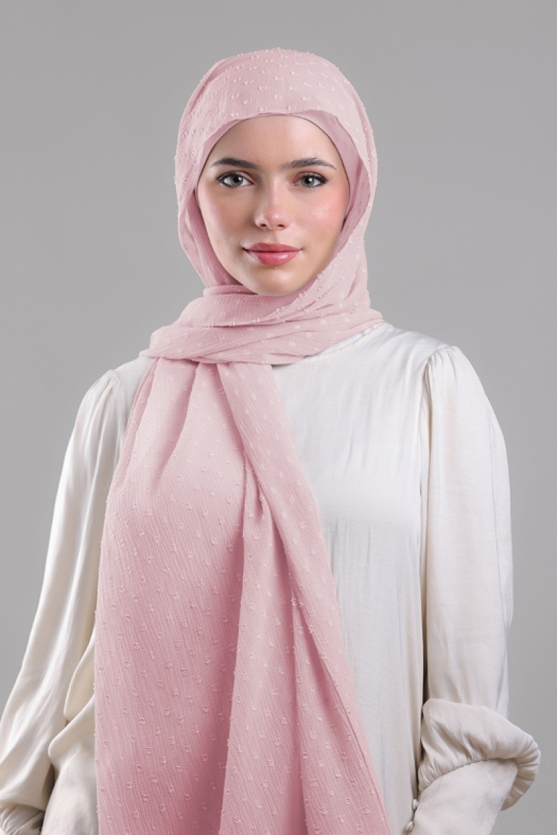 Pink Sand -  Plain Mosaic Butti Chiffon