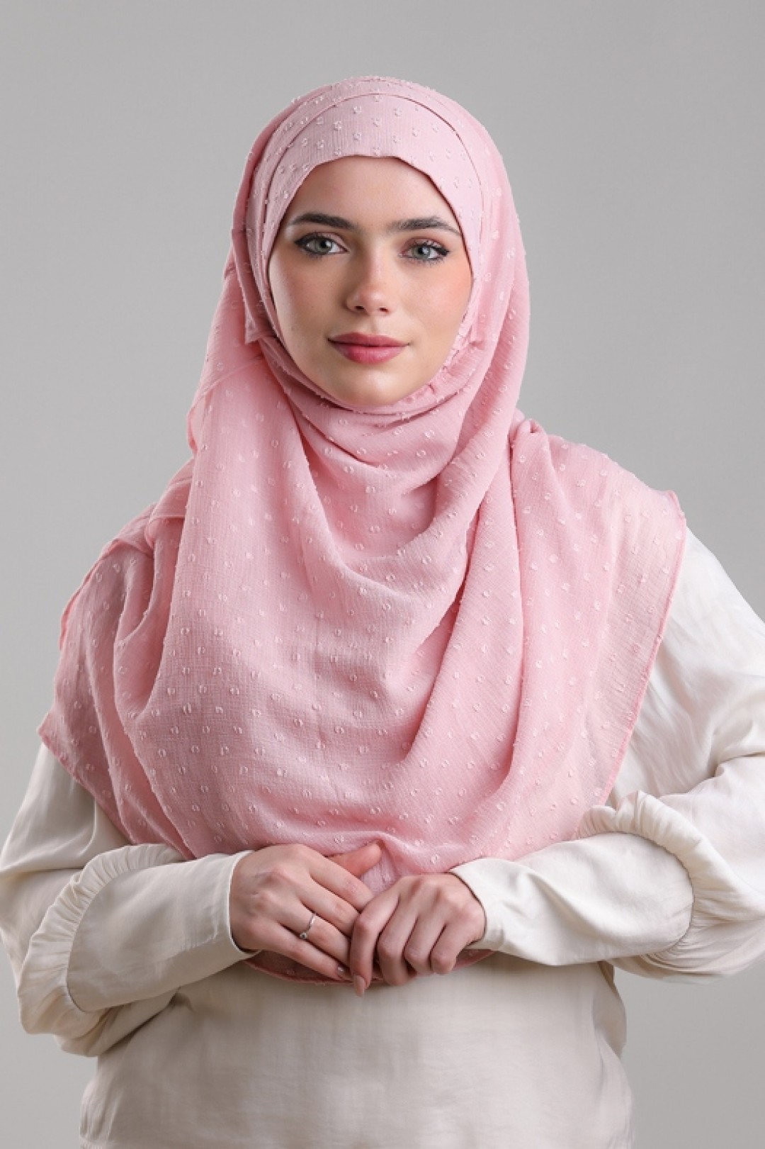 Pink Sand -  Plain Mosaic Butti Chiffon