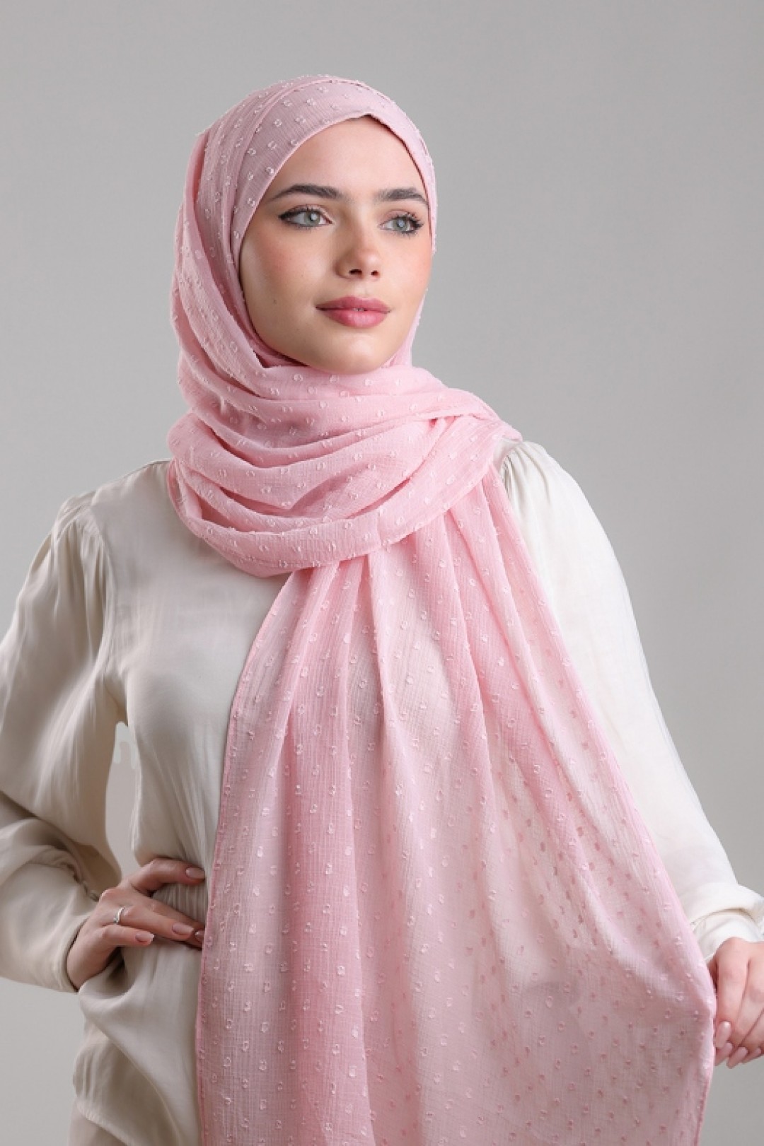 Pink Sand -  Plain Mosaic Butti Chiffon
