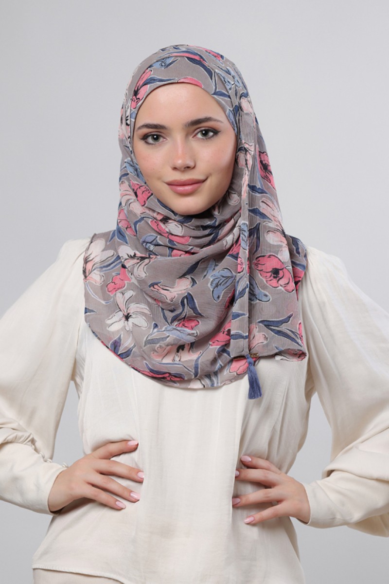 Pink Fauves - Printed Crinkled Chiffon