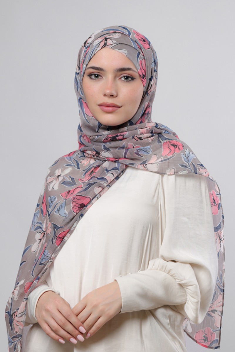 Pink Fauves - Printed Crinkled Chiffon