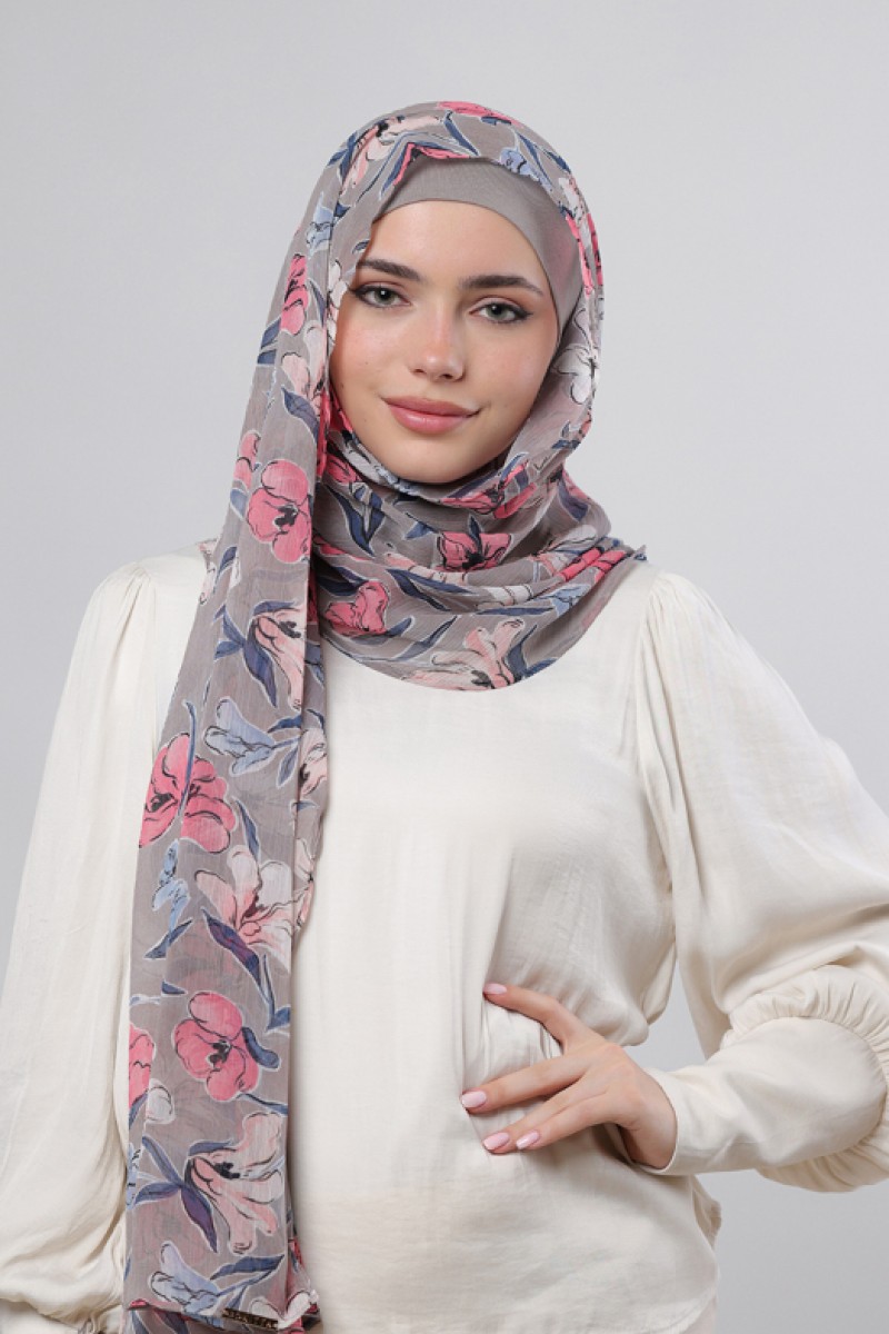 Pink Fauves - Printed Crinkled Chiffon