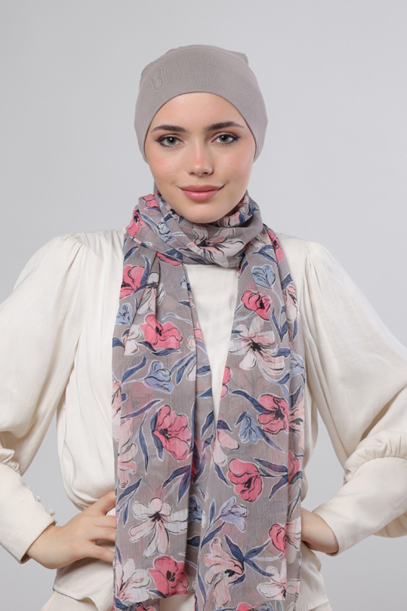 Pink Fauves - Printed Crinkled Chiffon