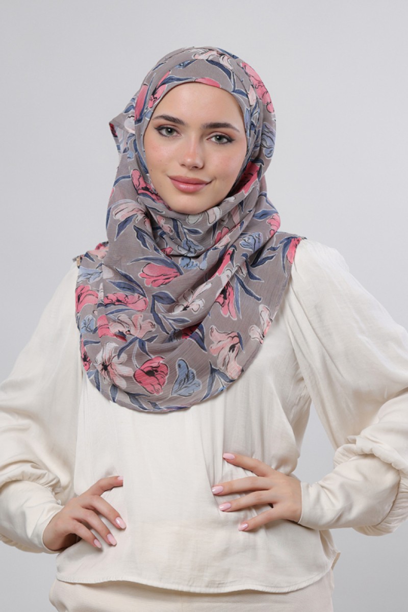 Pink Fauves - Printed Crinkled Chiffon