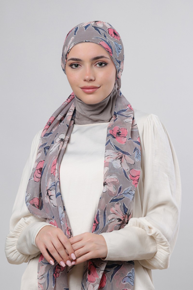 Pink Fauves - Printed Crinkled Chiffon