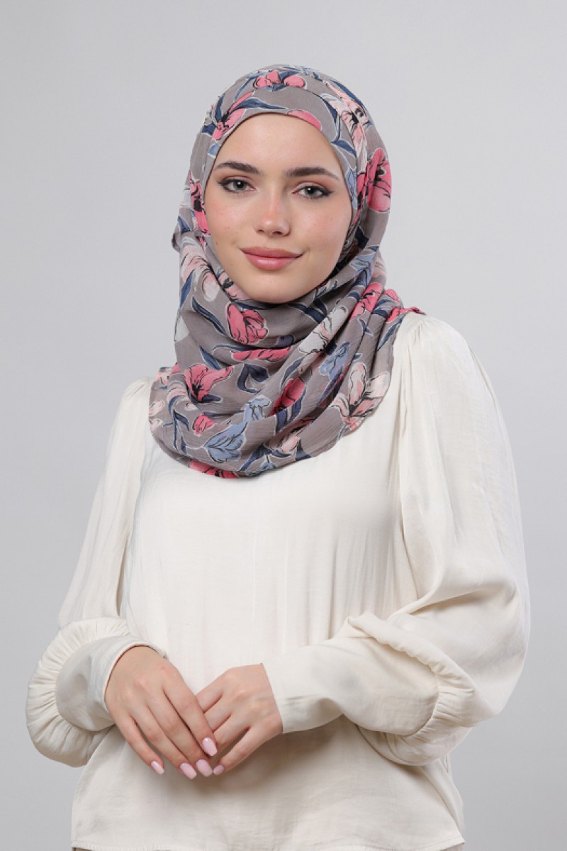 Pink Fauves - Printed Crinkled Chiffon