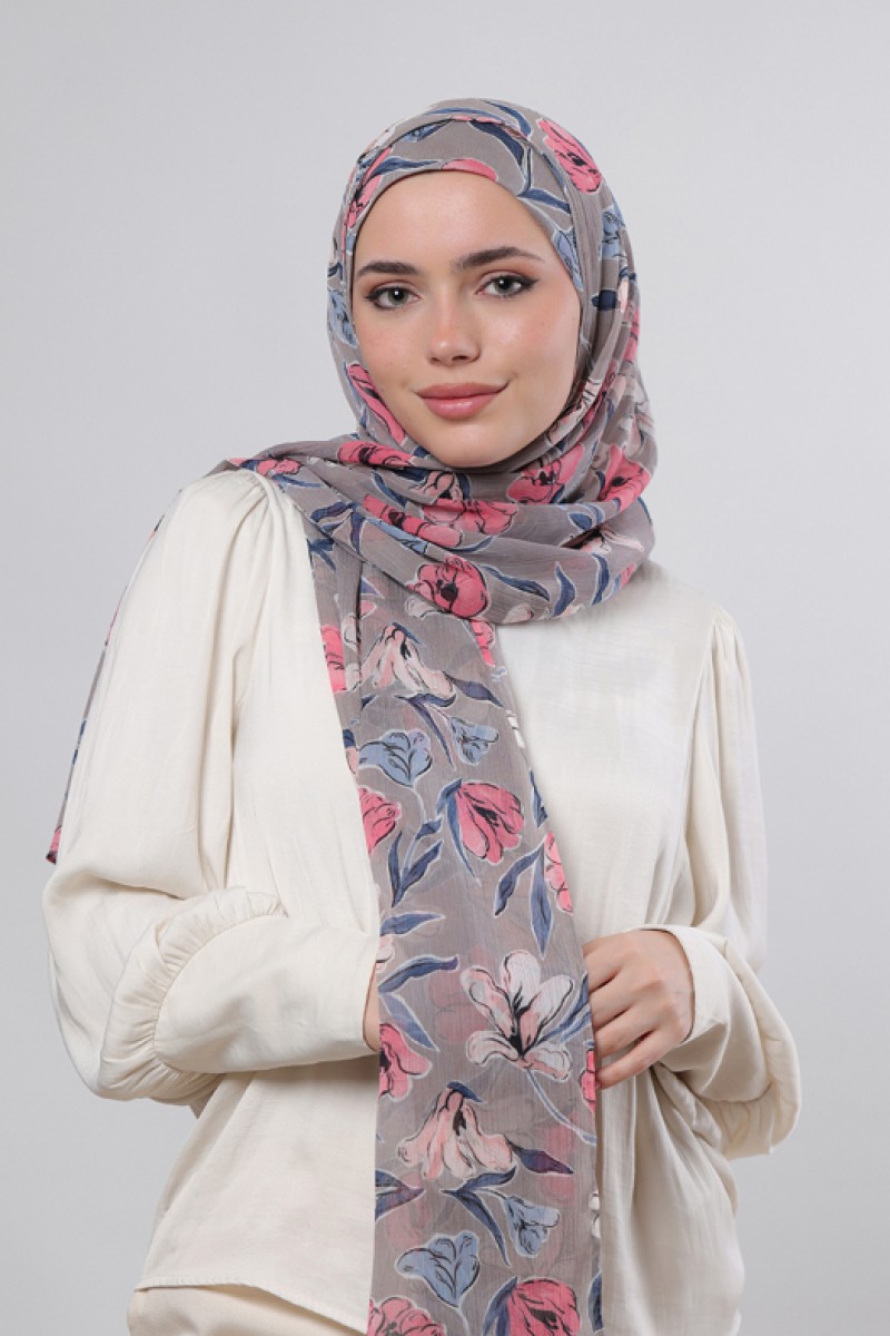 Pink Fauves - Printed Crinkled Chiffon