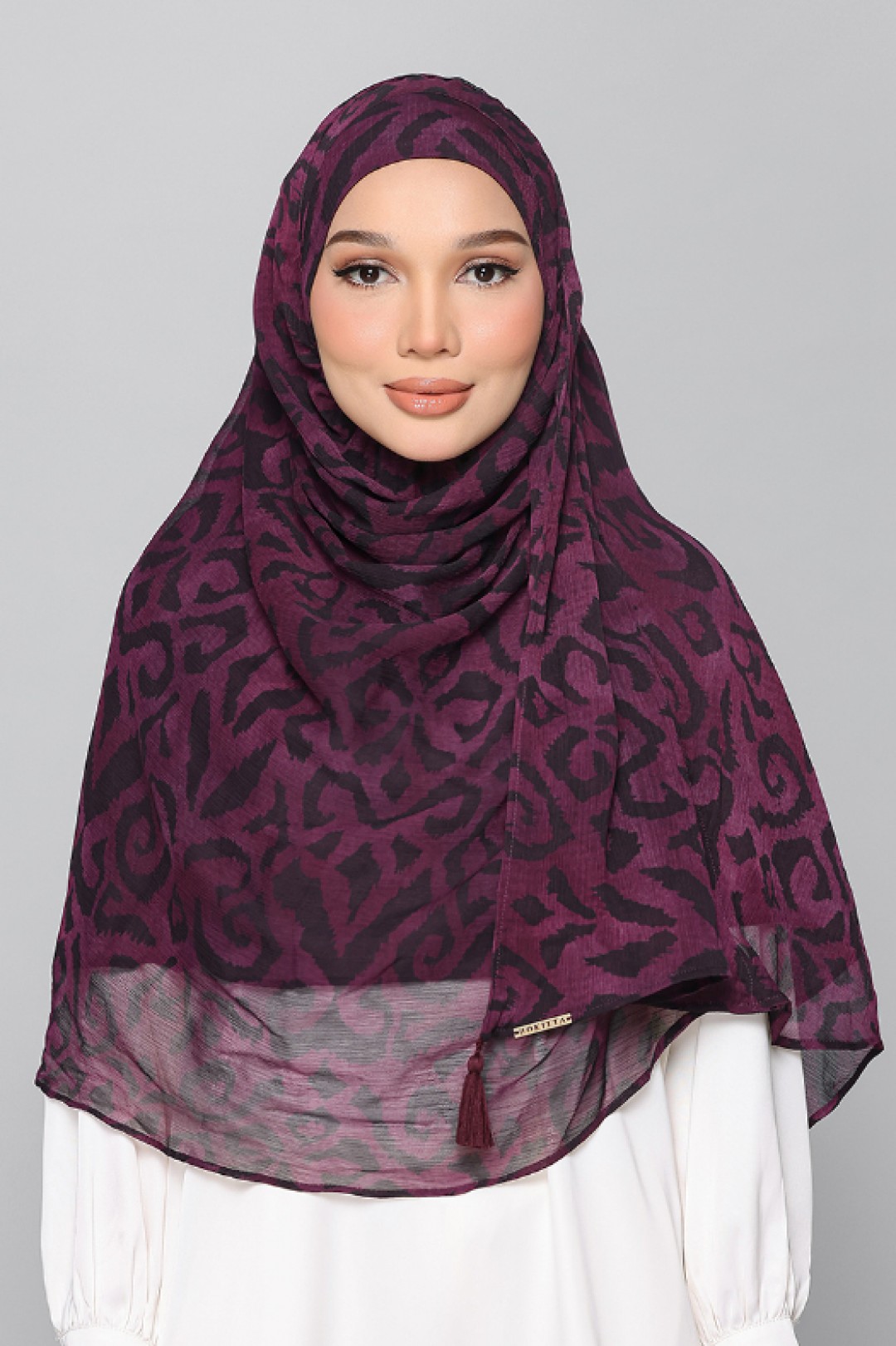 Plum Waves - Printed Plus Crinkled Chiffon