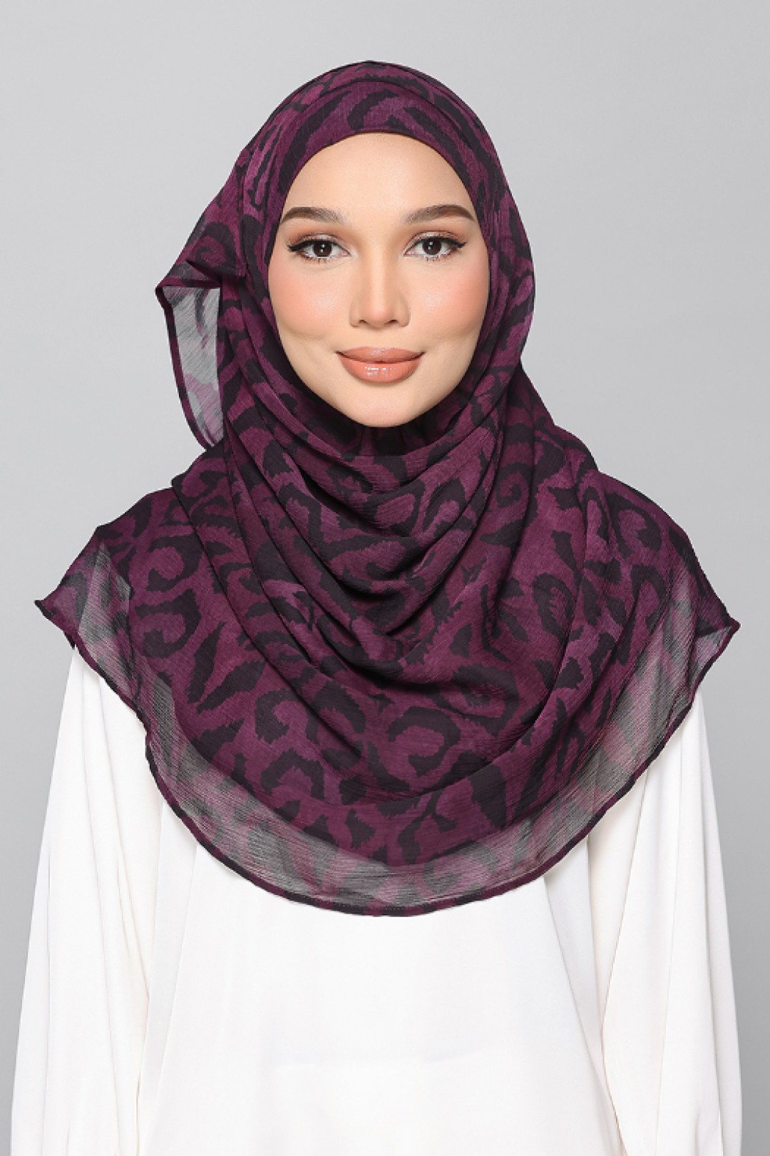 Plum Waves - Printed Plus Crinkled Chiffon