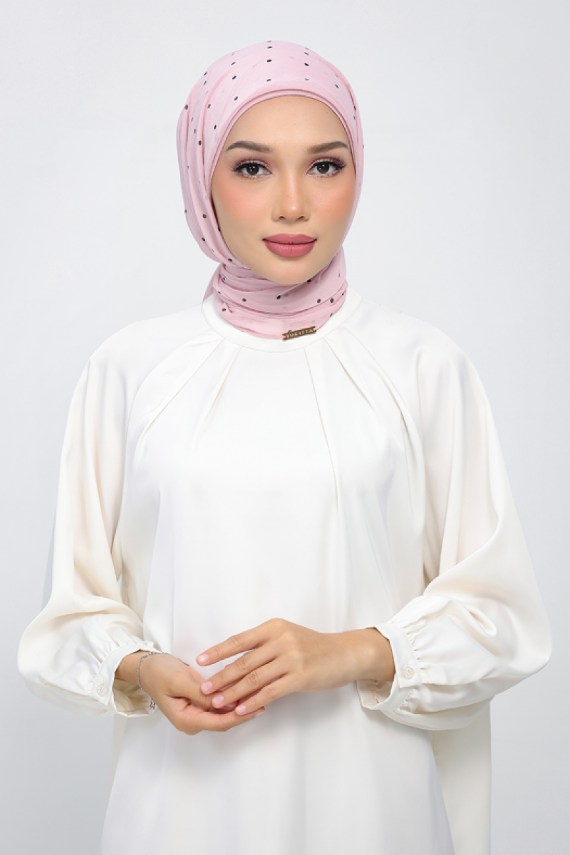 Polka Pink - Printed Plus Crinkled Chiffon