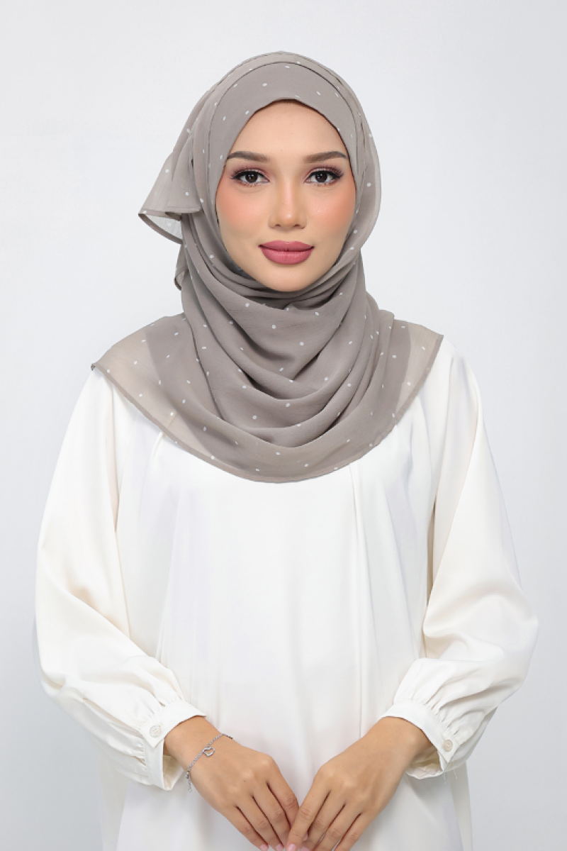 Polka Sand - Printed Plus Crinkled Chiffon