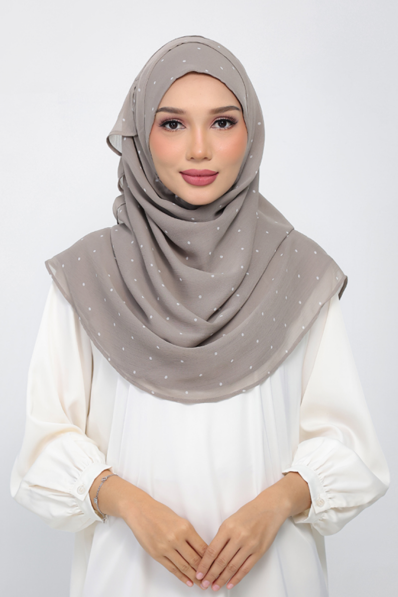 Polka Sand - Printed Plus Crinkled Chiffon