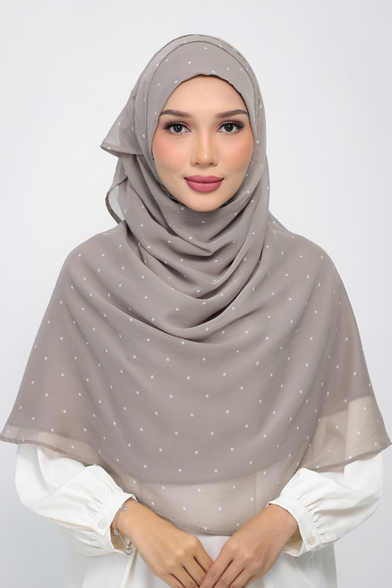 Polka Sand - Printed Plus Crinkled Chiffon