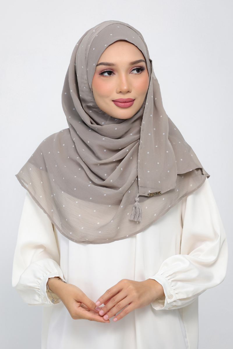 Polka Sand - Printed Plus Crinkled Chiffon