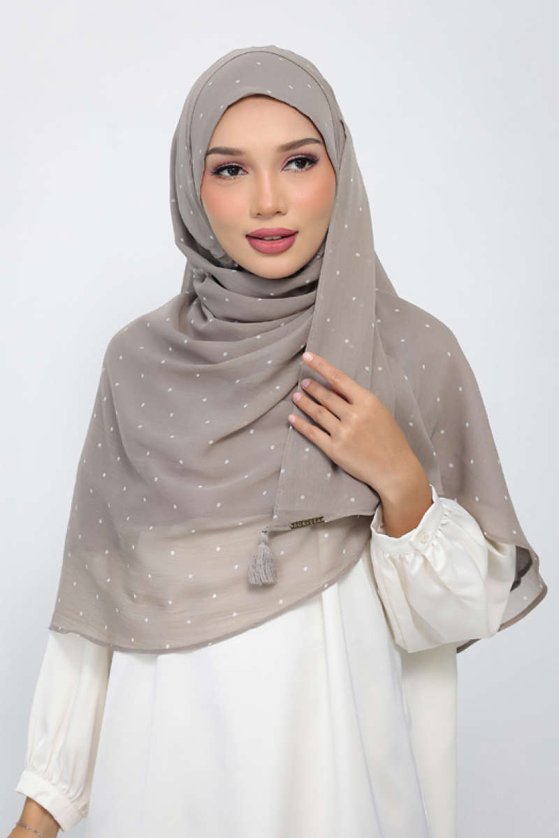 Polka Sand - Printed Plus Crinkled Chiffon