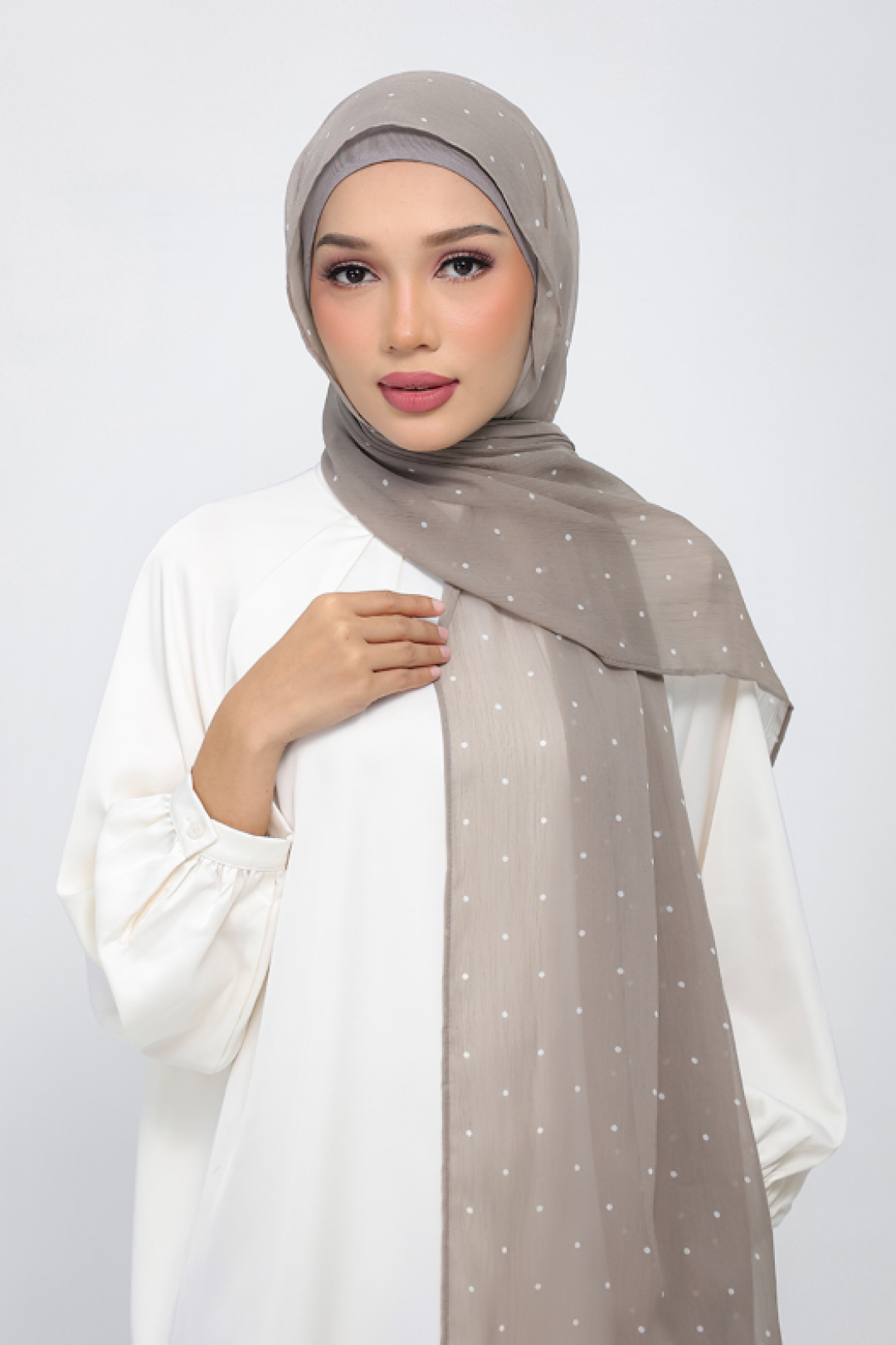 Polka Sand - Printed Plus Crinkled Chiffon