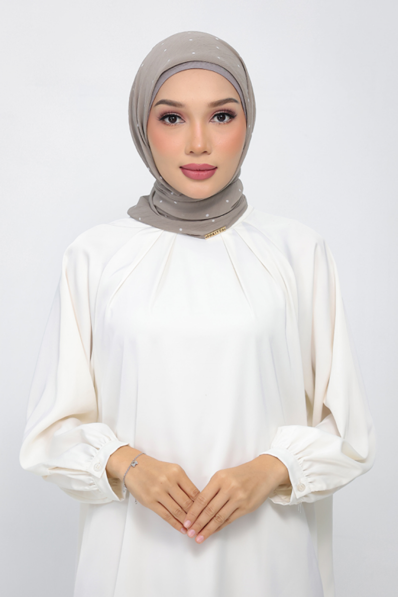 Polka Sand - Printed Plus Crinkled Chiffon