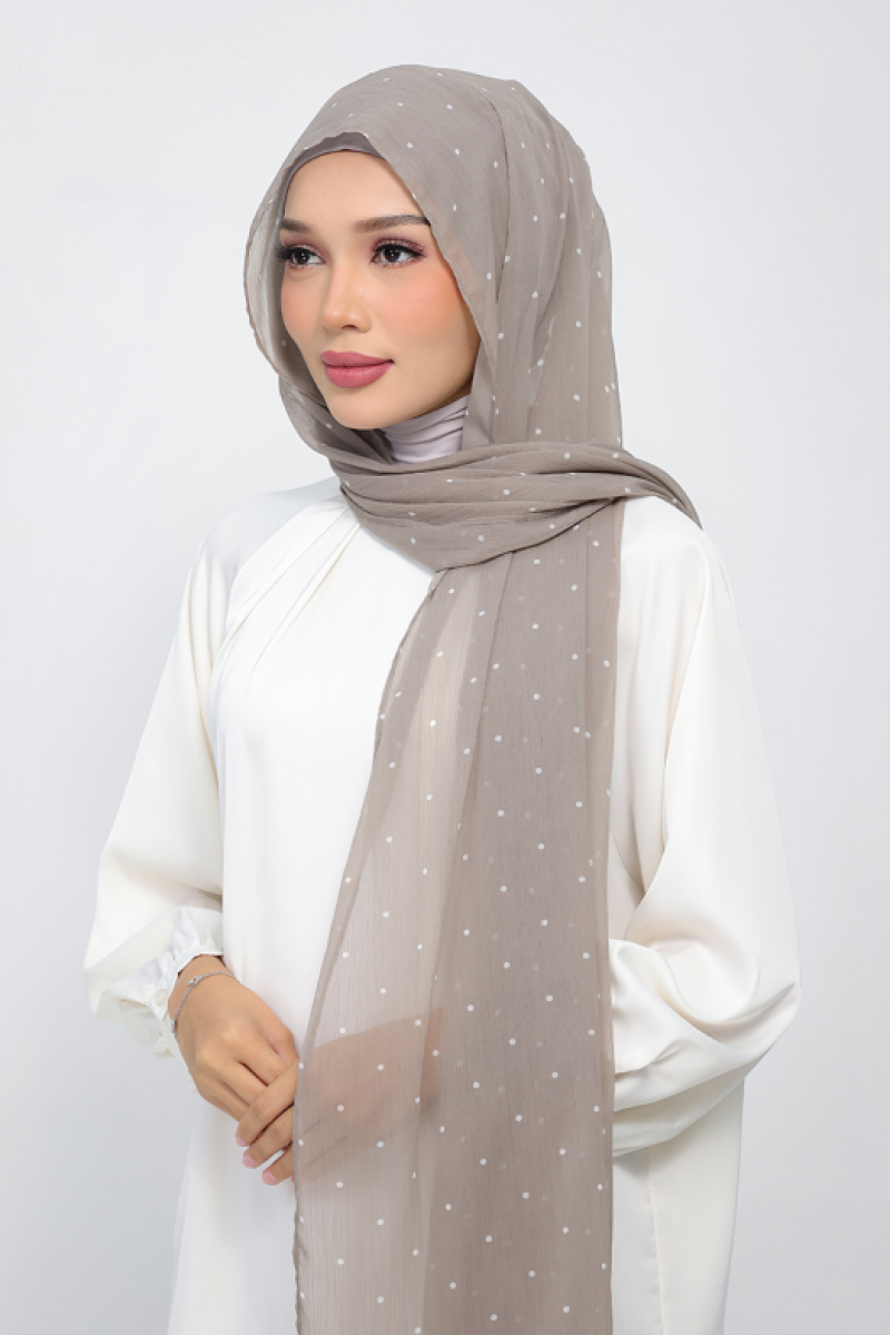 Polka Sand - Printed Plus Crinkled Chiffon