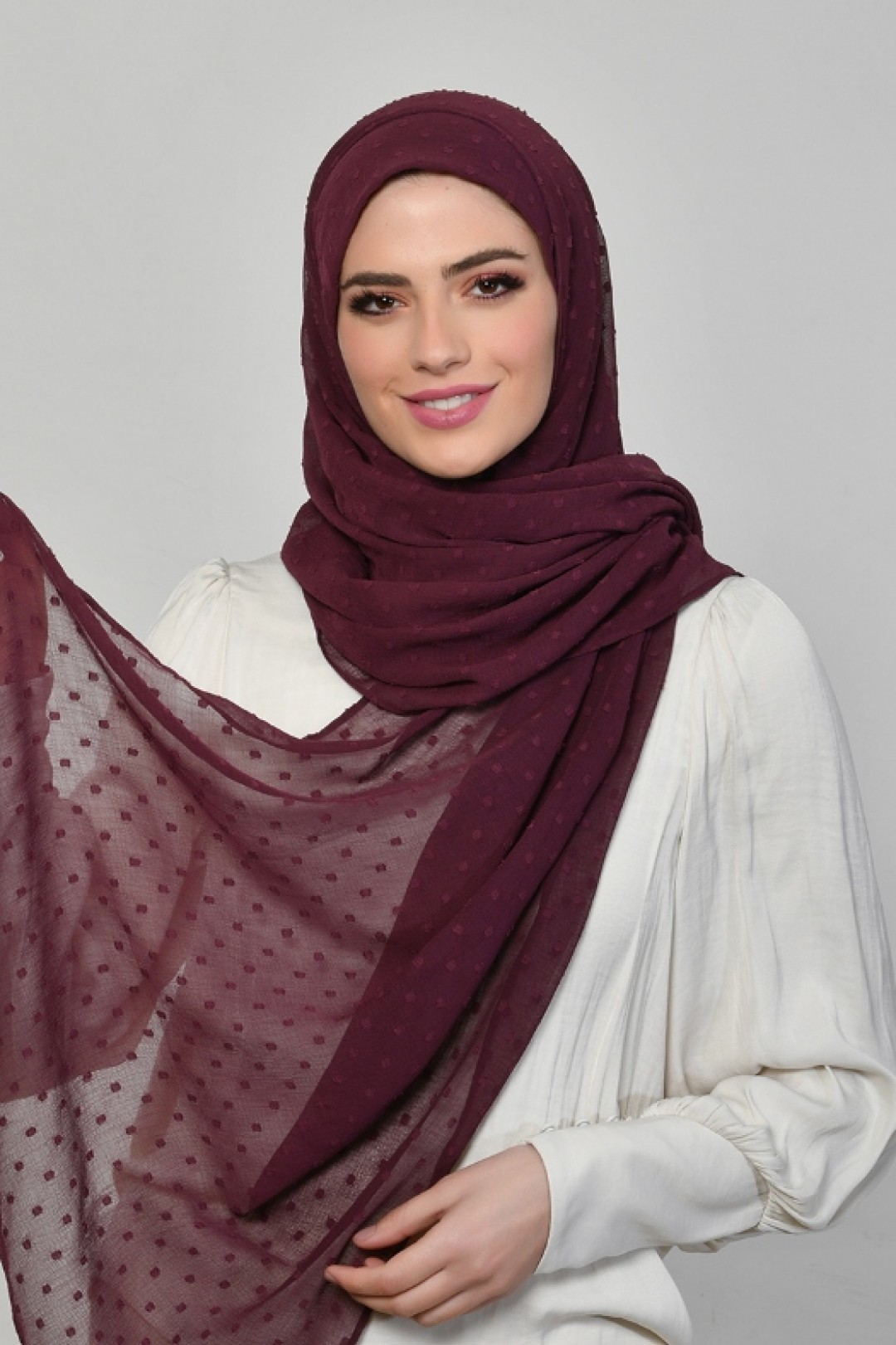 Prune - Plain Mosaic Butti Chiffon