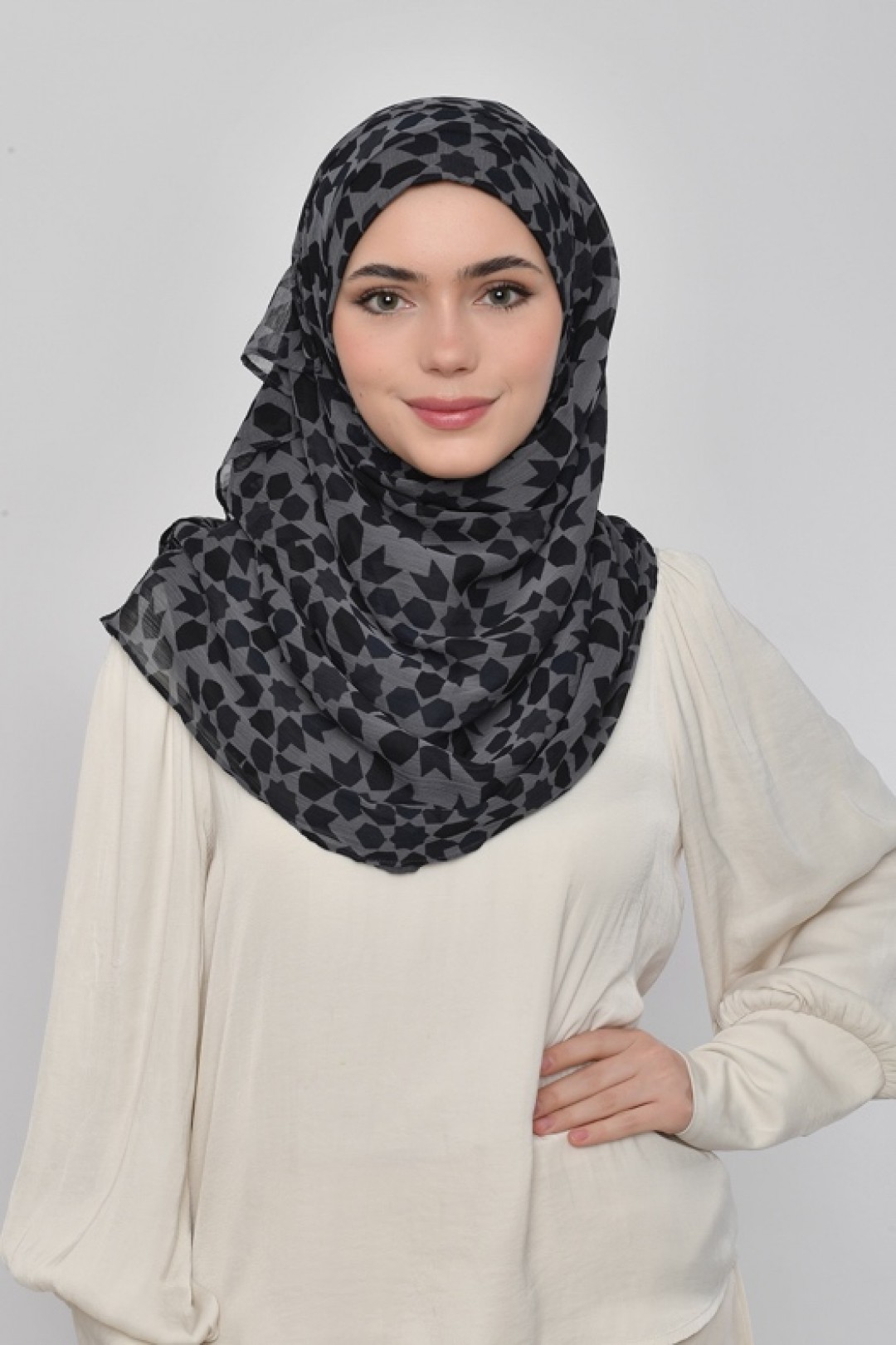 Qamar - Printed Plus Crinkled Chiffon