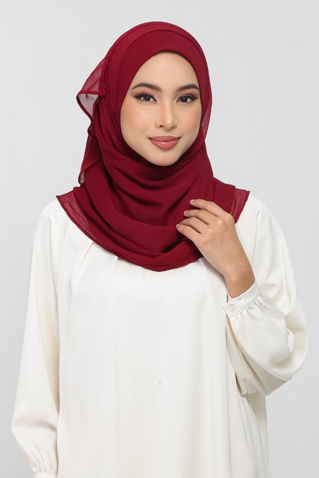 Rouge - Plain Crinkled Chiffon