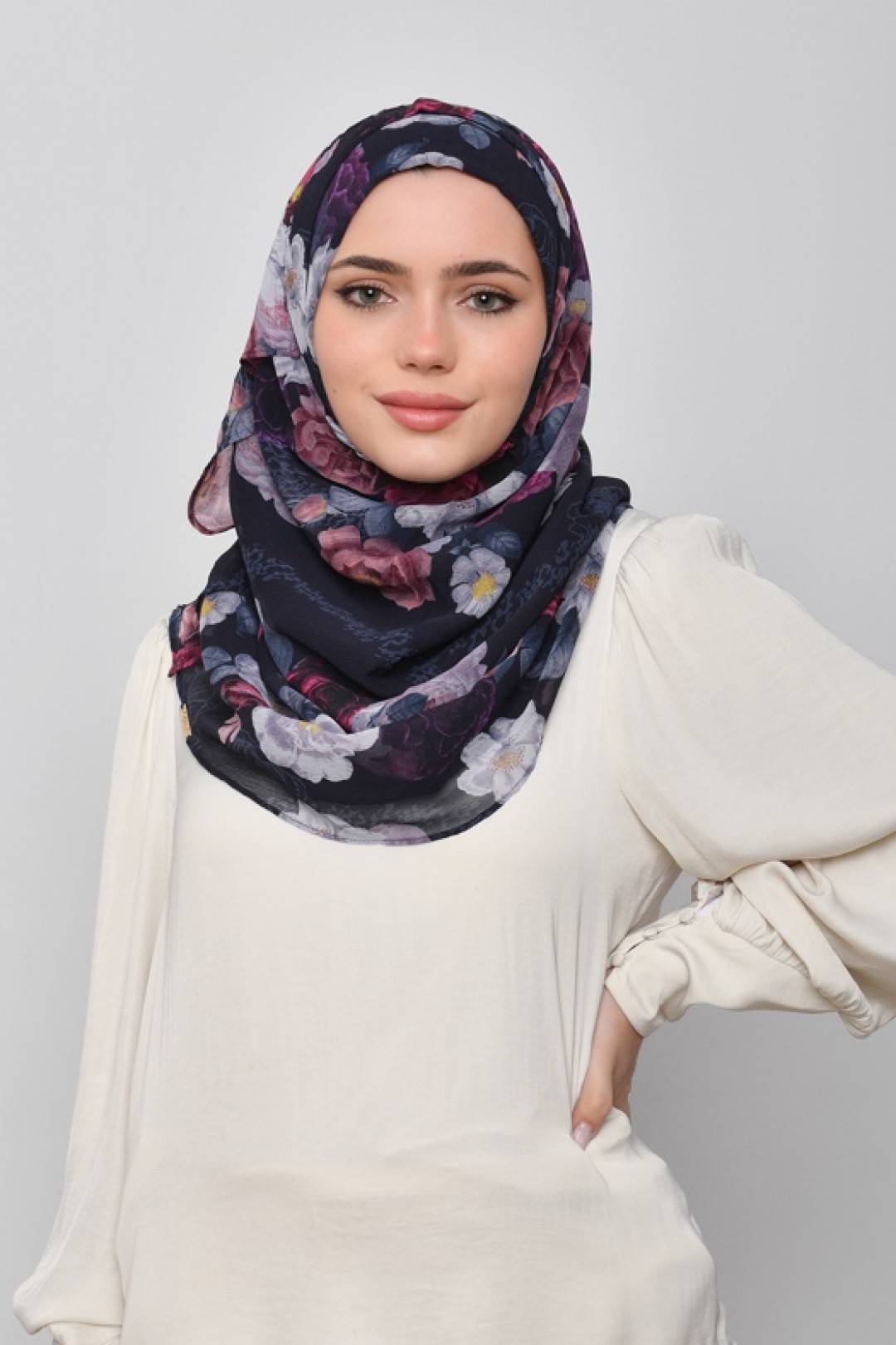 Rahma - Printed Crinkled Chiffon - Face Mask