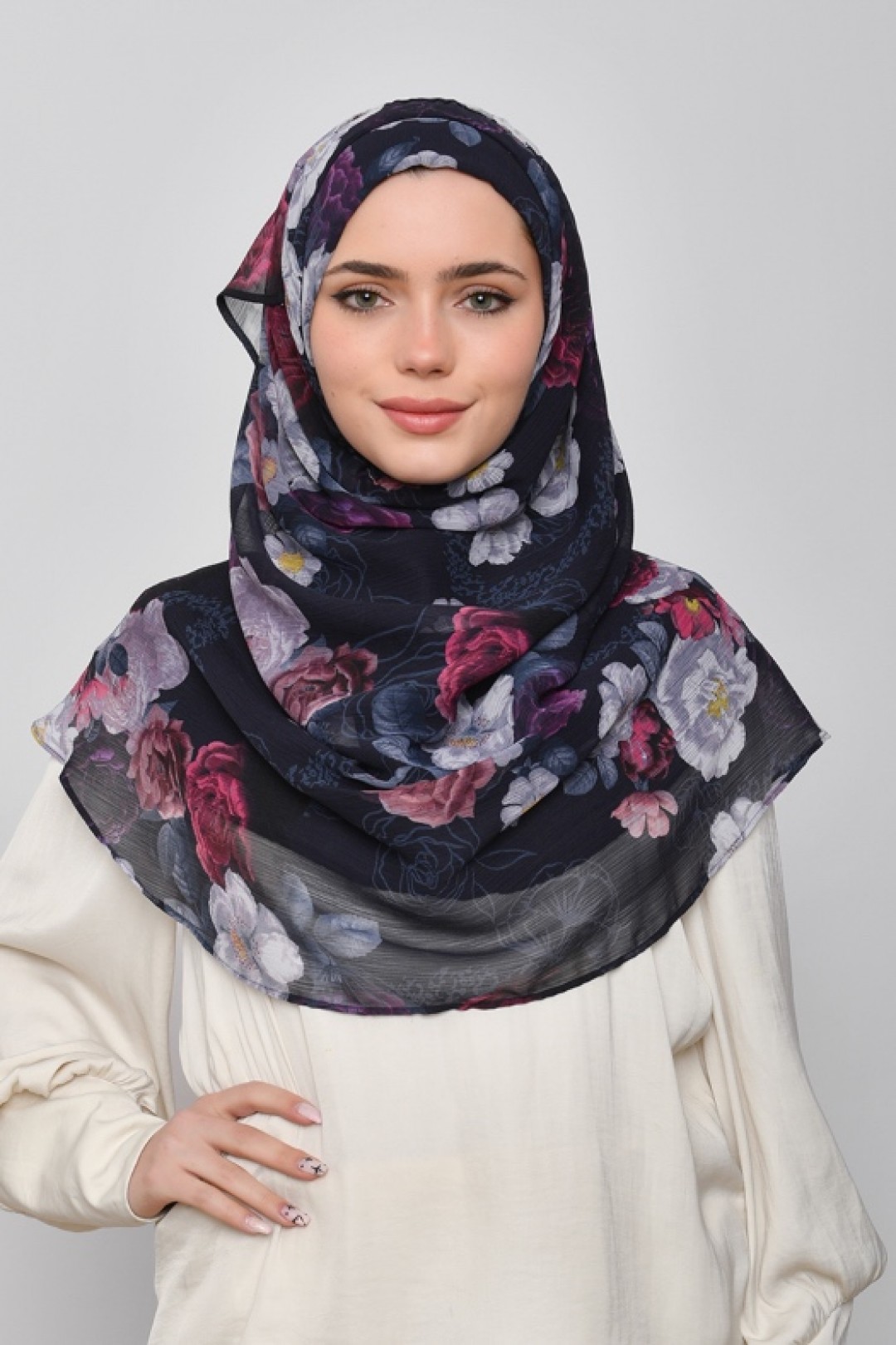 Rahma - Printed Crinkled Chiffon - Face Mask