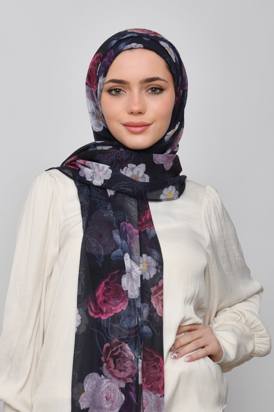 Rahma - Printed Crinkled Chiffon - Face Mask