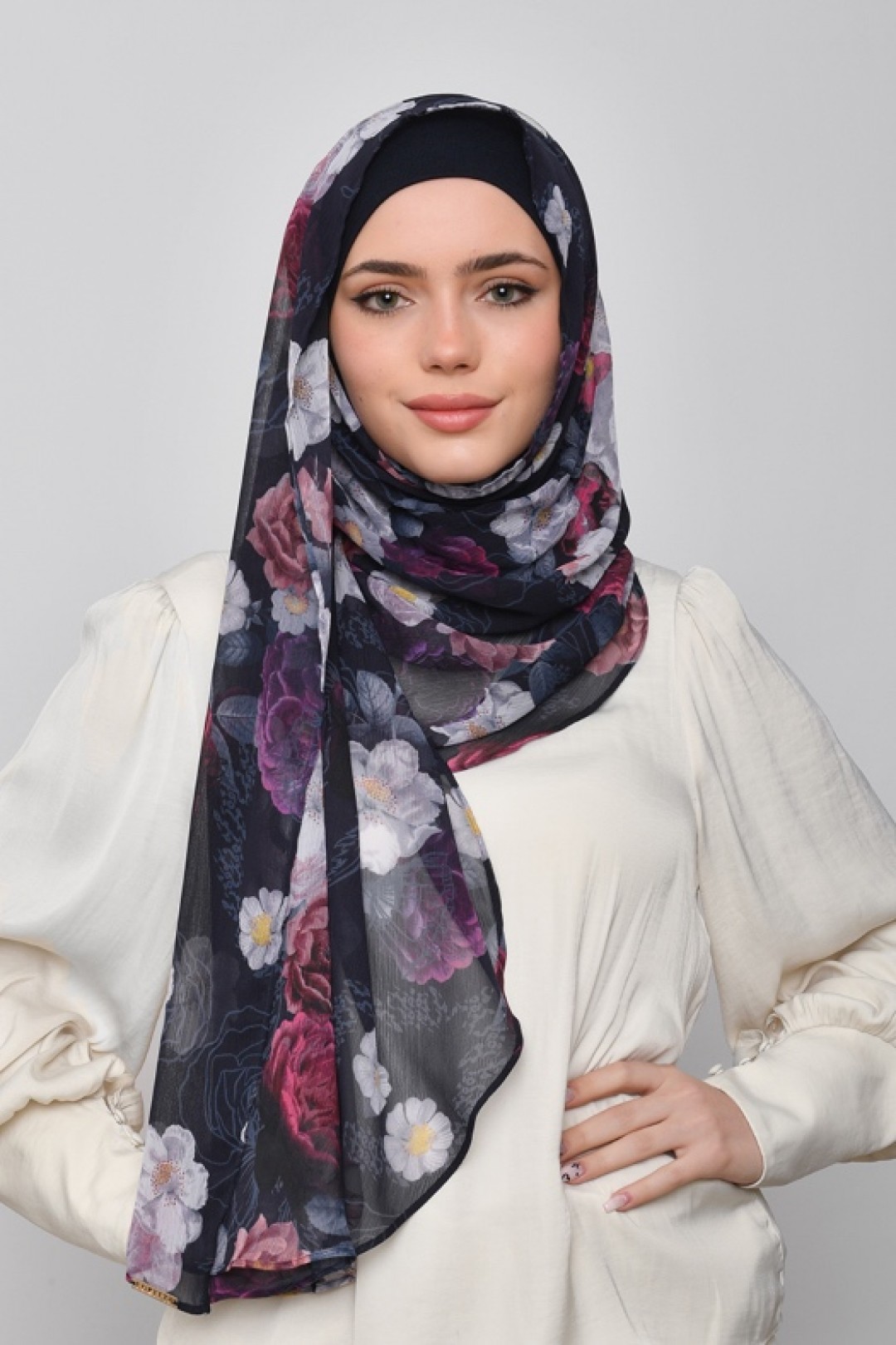 Rahma - Printed Crinkled Chiffon - Face Mask