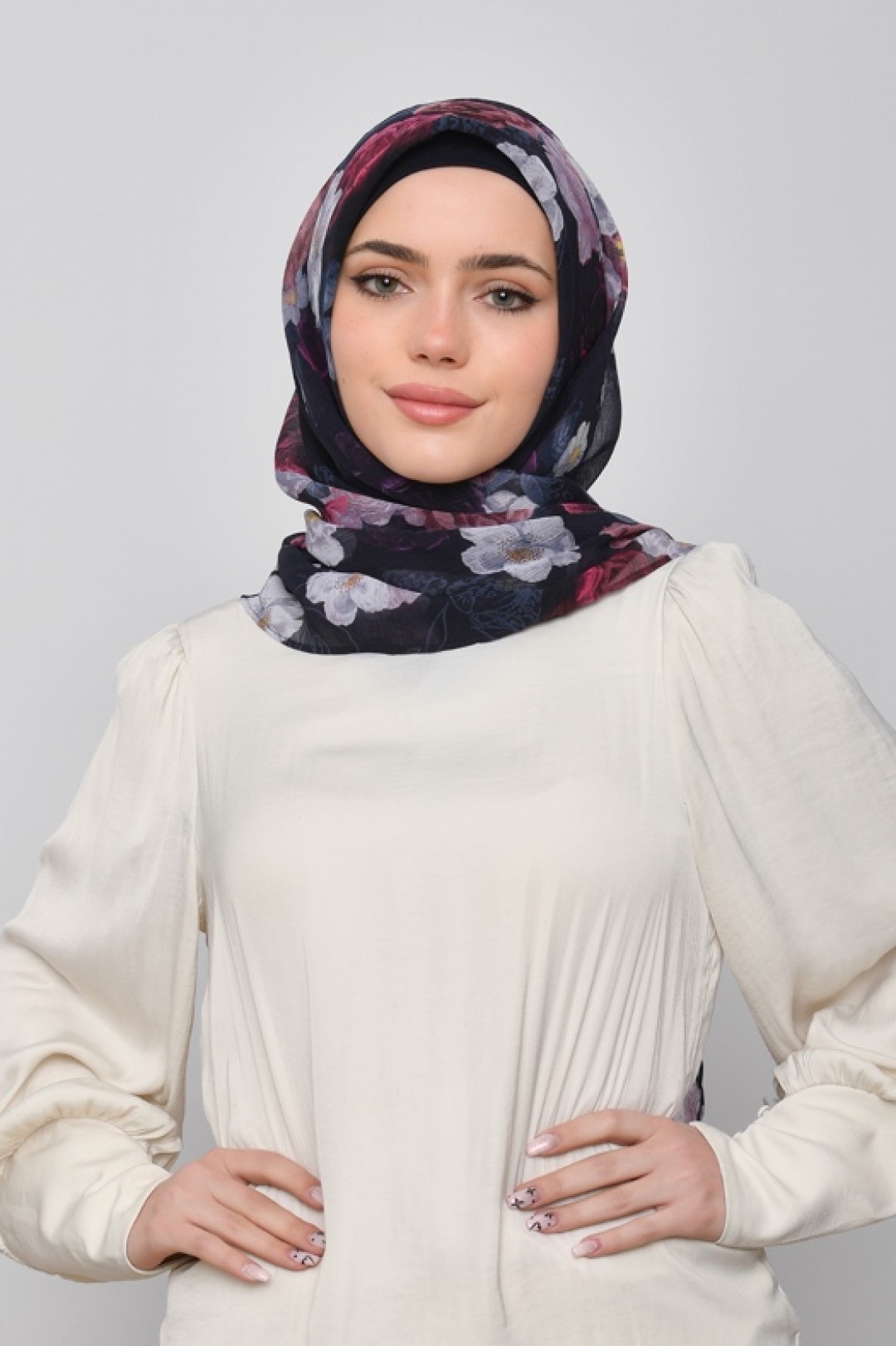 Rahma - Printed Crinkled Chiffon - Face Mask