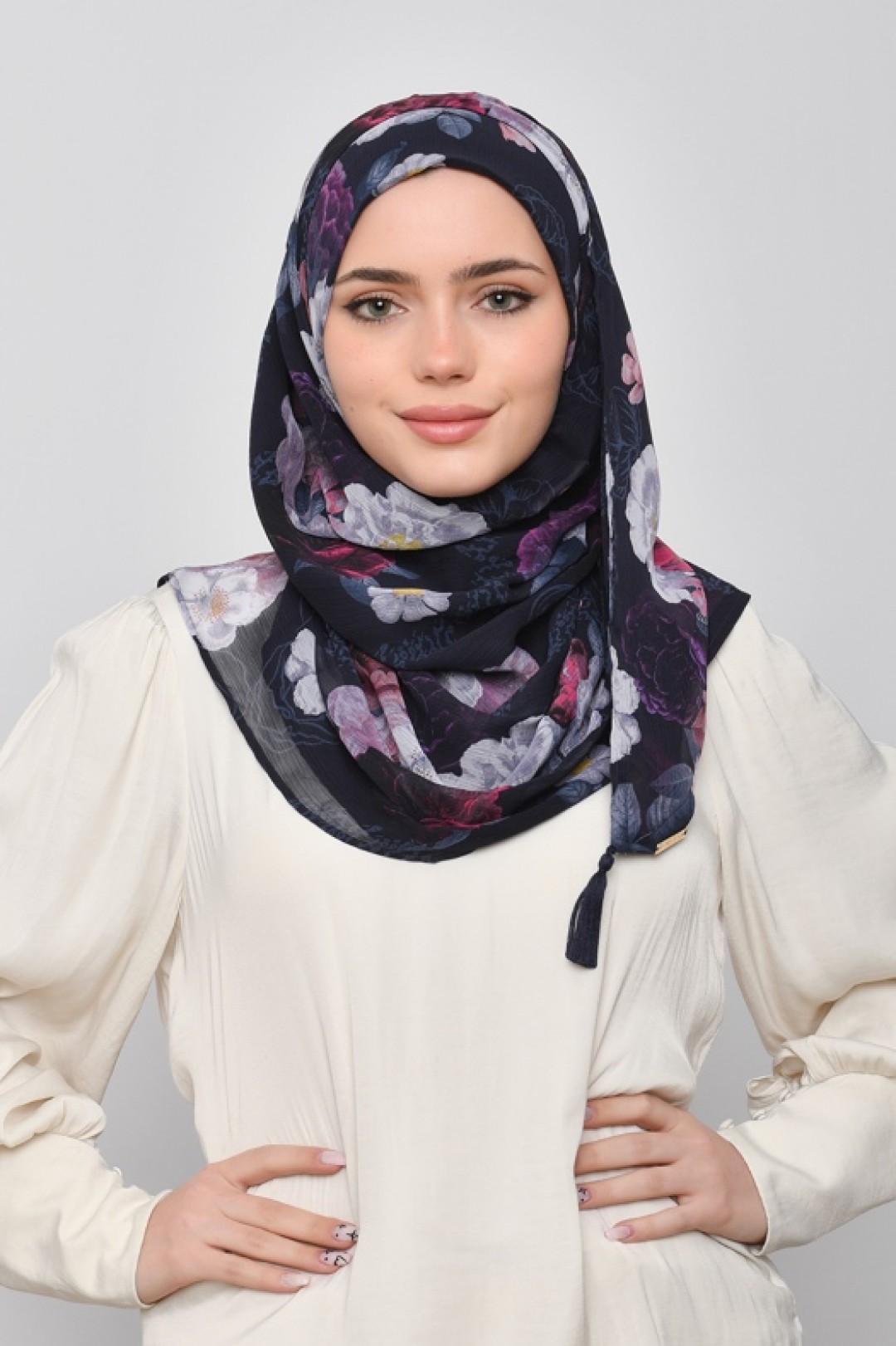 Rahma - Printed Crinkled Chiffon - Face Mask
