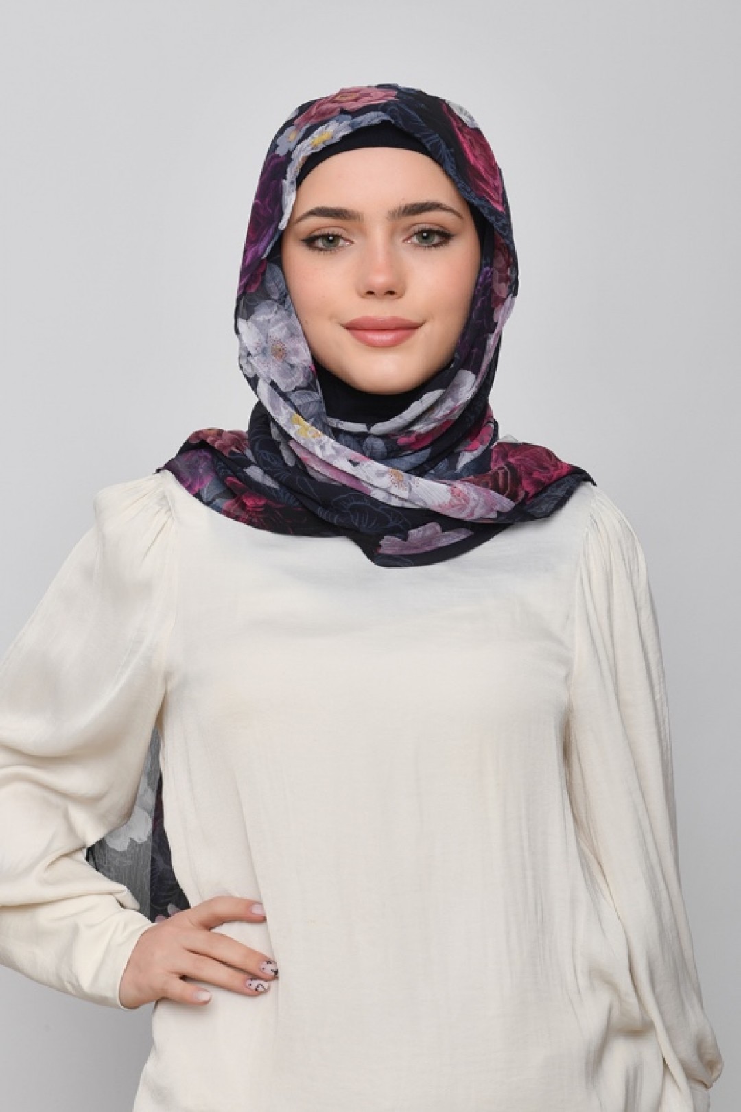 Rahma - Printed Crinkled Chiffon - Face Mask