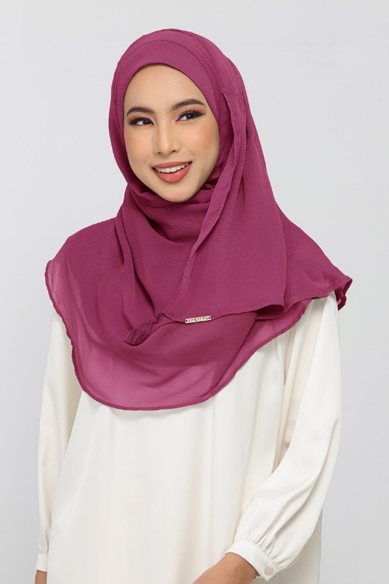 Raspberry - Plain Crinkled Chiffon