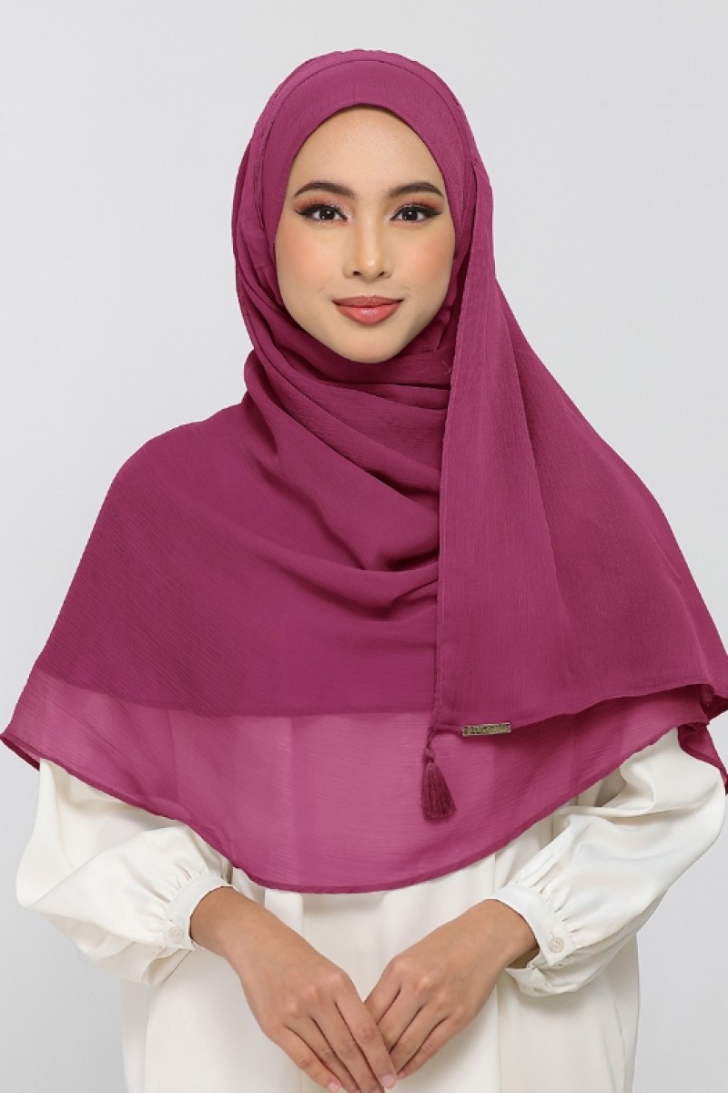 Raspberry - Plain Crinkled Chiffon