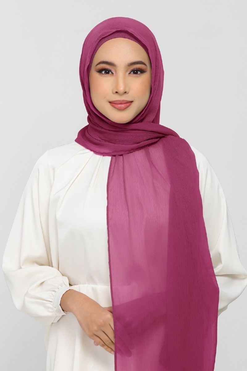 Raspberry - Plain Crinkled Chiffon