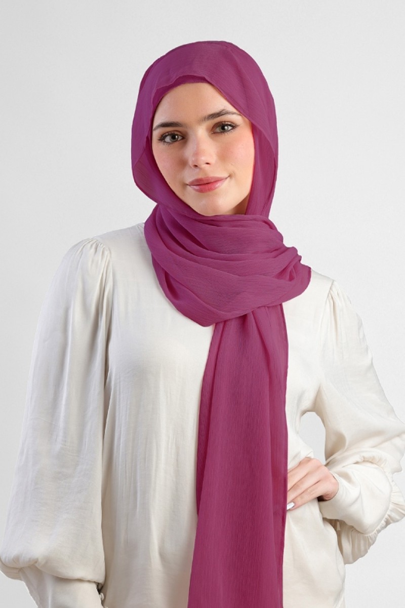 Raspberry - Plain Crinkled Chiffon