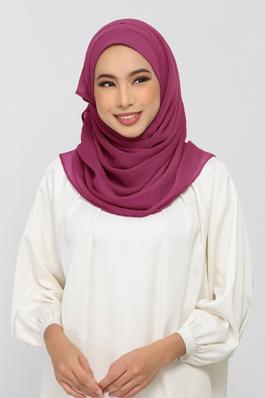 Raspberry - Plain Crinkled Chiffon