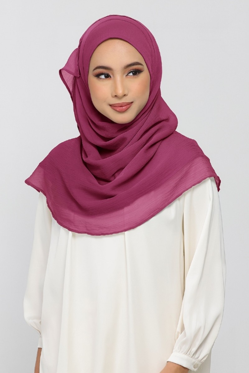 Raspberry - Plain Crinkled Chiffon