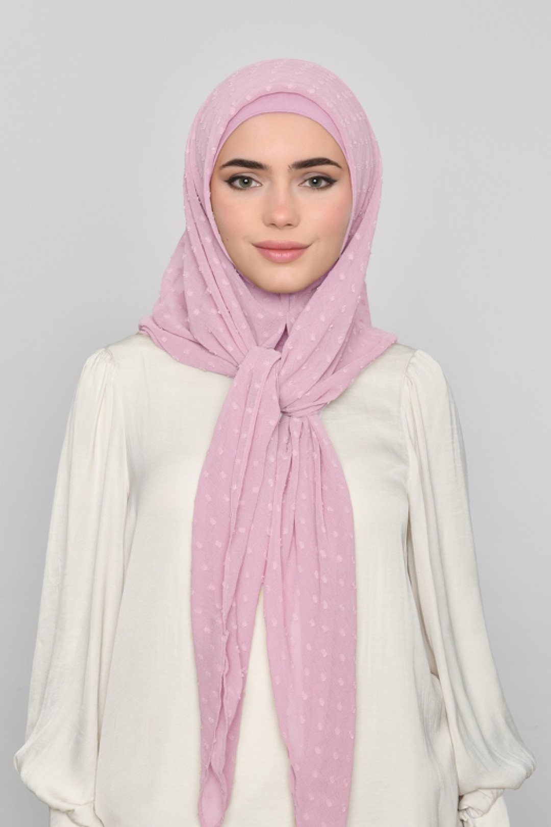 Romantic Mauve -  Plain Mosaic Butti Chiffon