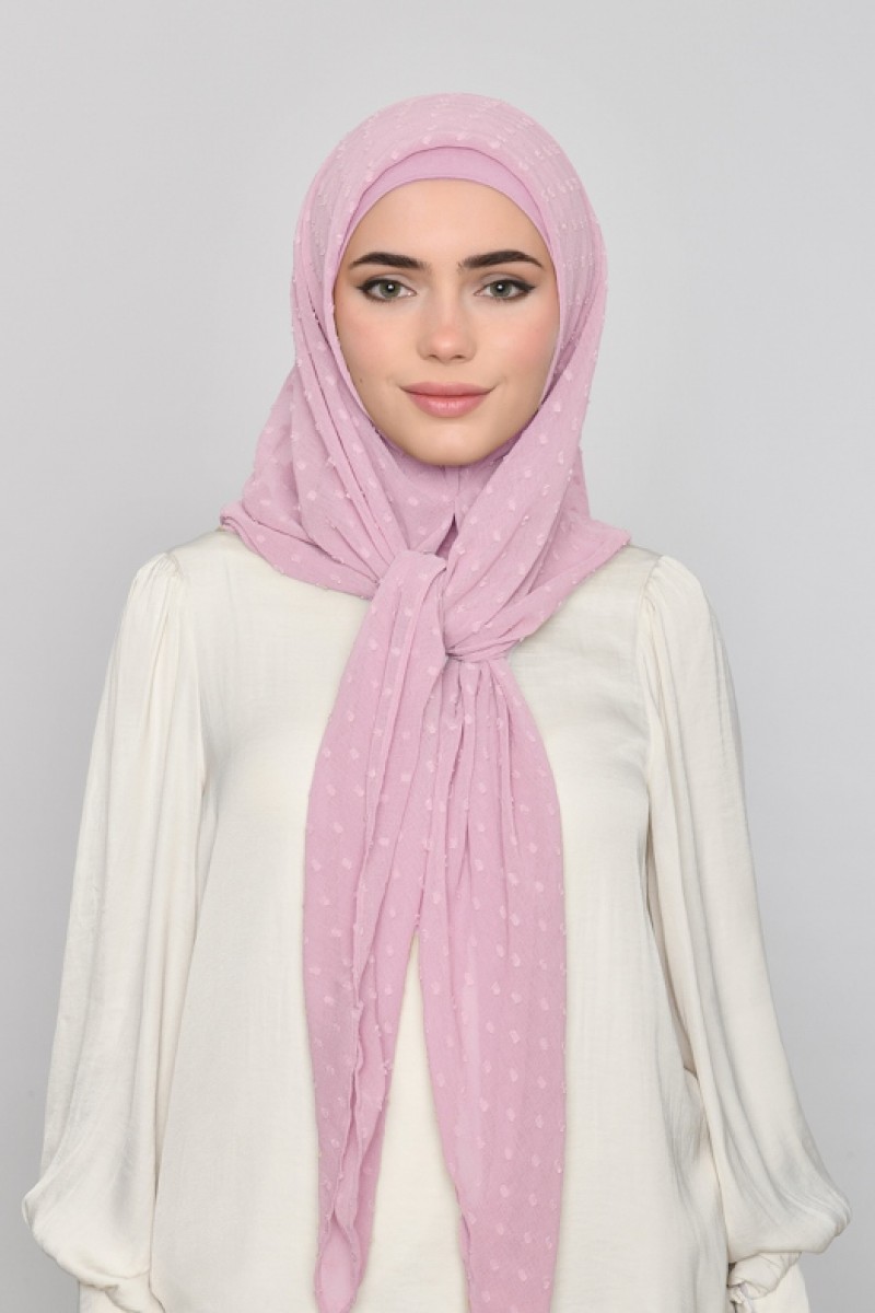 Romantic Mauve -  Plain Mosaic Butti Chiffon