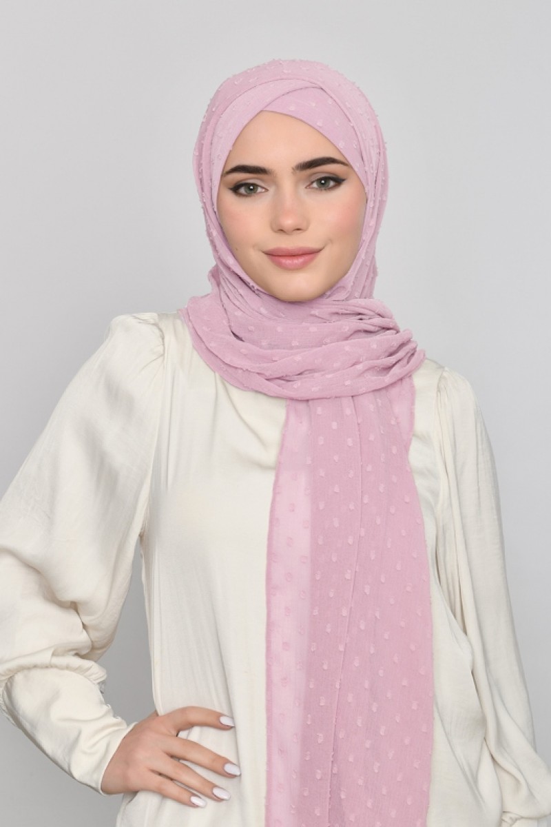 Romantic Mauve -  Plain Mosaic Butti Chiffon