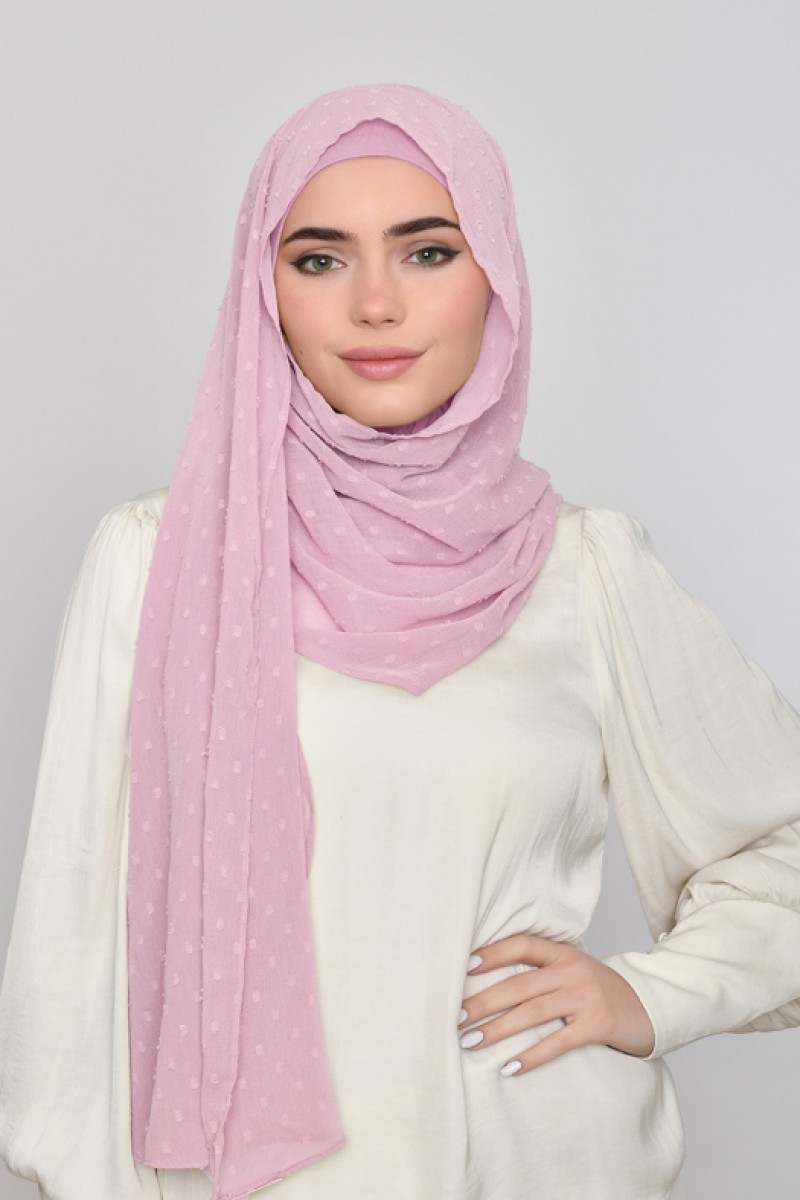 Romantic Mauve -  Plain Mosaic Butti Chiffon