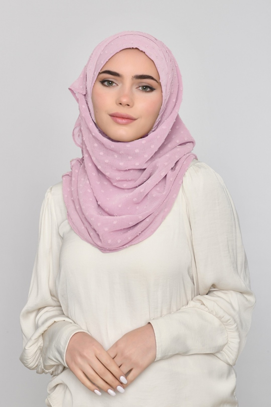 Romantic Mauve -  Plain Mosaic Butti Chiffon