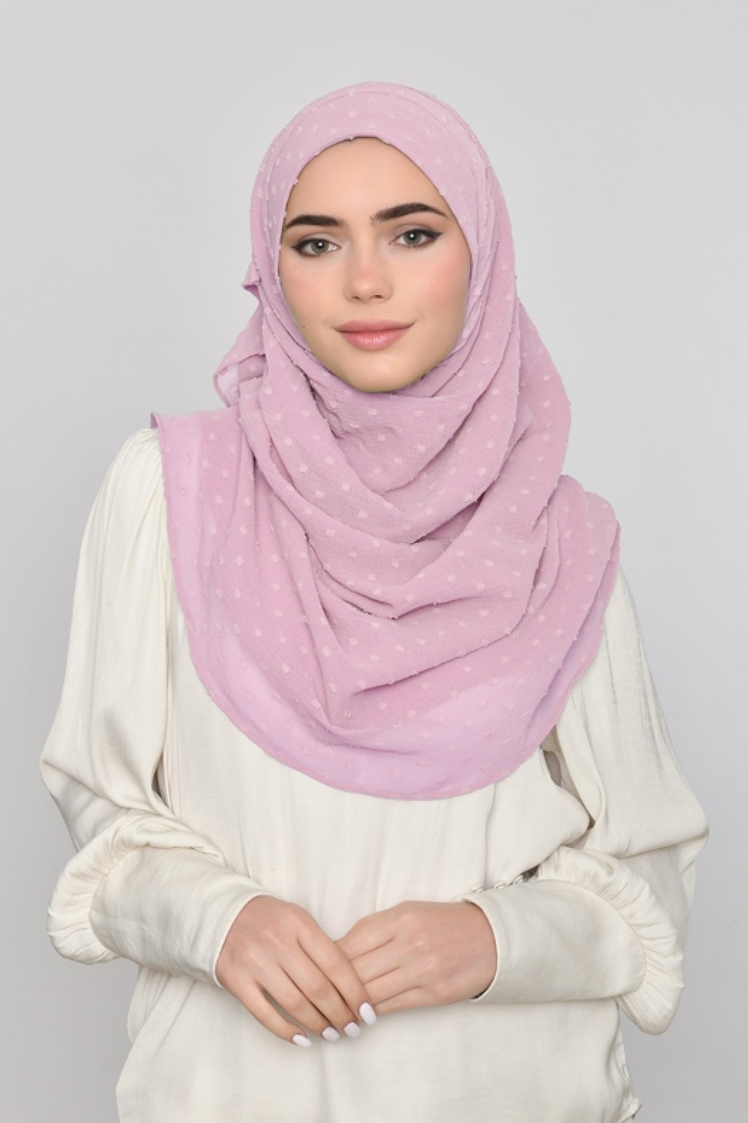 Romantic Mauve -  Plain Mosaic Butti Chiffon